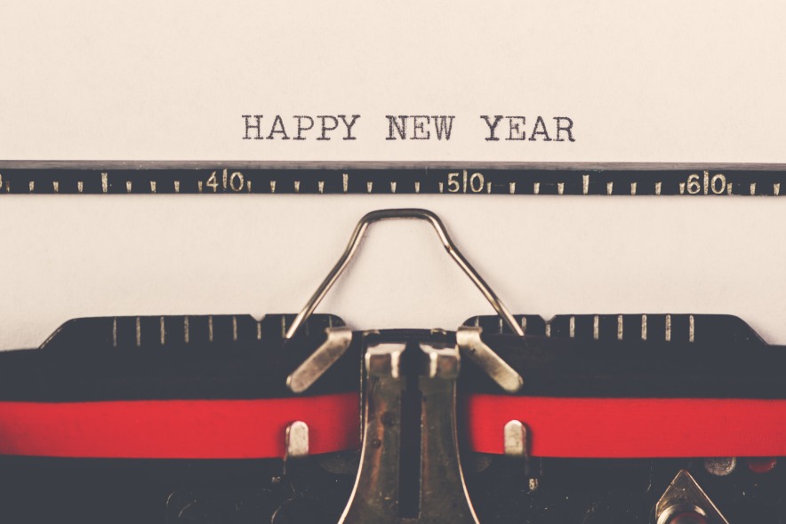 Happy New Year on old typewriter